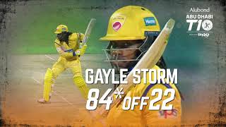 Gayle storm in Abu Dhabi T10 I 84 off 22 balls I 12 balls T10 Fifty I Day 6 I Team Abu Dhabi [upl. by Ydnerb]