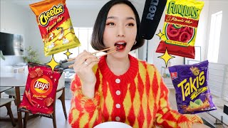 Eating Every Flamin Hot Chip Mukbang 🔥 [upl. by Lapo]