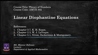 Linear Diophantine Equations [upl. by Kcirrem]