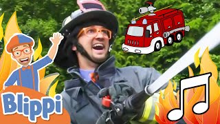 Firetruck Song  BLIPPI Firefighter  Educational Songs For Kids [upl. by Goebel]