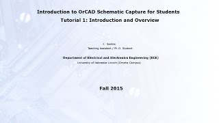 OrCAD for Students Introduction amp Overview Lecture 1 [upl. by Htezzil830]