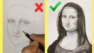 HOW TO DRAW MONALISA Step by step for beginners  PENCIL DRAWING [upl. by Eniad129]