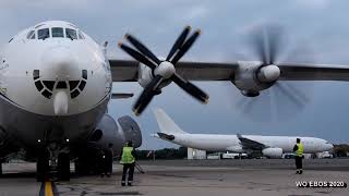 Antonov AN22A UR09307 startup and departure OSTEBOS Ostend Airport 16july2020 [upl. by Ohnuj]