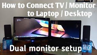 How to connect TVMonitor to your laptopdesktop  Dual Monitor Setup Step by Step [upl. by Suciram]