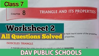 DAV class 7 maths chapter 8 triangle and its properties worksheet 2 all questions [upl. by Kirk]