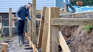 Build a Retaining Wall Bracing the Poles Part 1 [upl. by Nwahsed264]