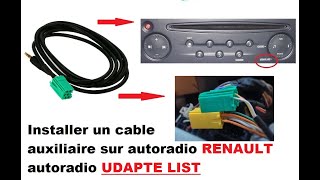 Installer cable auxiliaire renault autoradio update list tuto [upl. by Janith666]