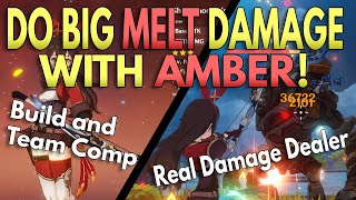 Quick Amber Main DPS Build and Team Comp Guide  Melt Damage Dealer  Genshin Impact Tips [upl. by Ettenad]