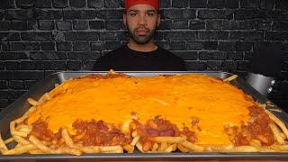 ASMR CHILI CHEESE FRIES MUKBANG [upl. by Rahmann384]