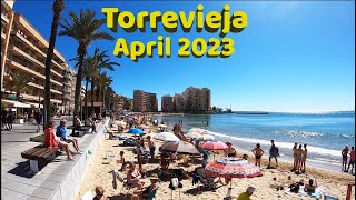 Torrevieja Costa Blanca Spain Palm Sunday Midday Promenade and Beach Walking Tour 🇪🇸 [upl. by Eniahpets]