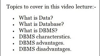 What is DBMS data database characteristics advantages disadvantages  Jayesh Umre [upl. by Nylevol]