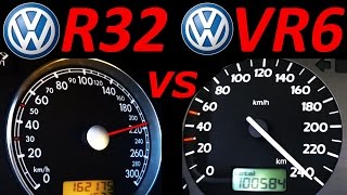 VW Golf 3 VR6 vs VW Golf 4 R32  0200 Kmh Acceleration Autobahn compare [upl. by Northrup]