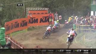 Tim Gajser amp Romain Febvre pass Gautier Paulin MXGP of Czech Republic MXGP Race 1  2016 [upl. by Brinn]