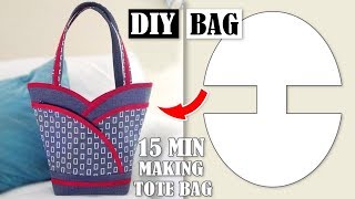 DIY MOST POPULAR DESIGN HANDBAG TUTORIAL  Tote Bag In 10 Min Sewing Easy Step by Step [upl. by Aneis]