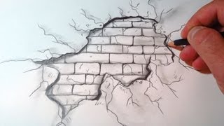 How To Draw A Cracked Brick Wall The Original Video [upl. by Frye]