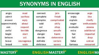 Learn 150 Common Synonyms Words in English to Improve your Vocabulary [upl. by Dirgis]