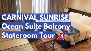 Carnival SUNRISE Ocean Suite Balcony Stateroom Carnival Cruise Cabin Tour 7239 [upl. by Dominic]