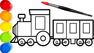 Howtodraw a Train an Engine  Simplest Drawing and Coloring Pages  Bonbon Toy Art [upl. by Merralee]