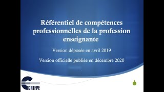 Référentiel de compétences professionnelles de la profession enseignante [upl. by Rona]