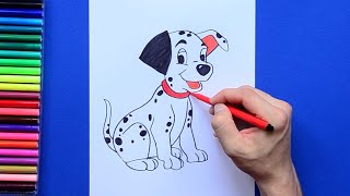 How to draw a Dalmatian from Disneys 101 Dalmatians [upl. by Docile]