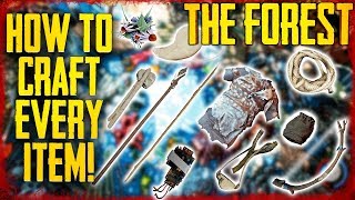 HOW TO CRAFT EVERY ITEM IN THE FOREST PS4 amp PC [upl. by Nonnahsal]