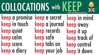 Learn 18 Common Collocations with the word KEEP used in Daily English Life with Example Sentences [upl. by Yssac]