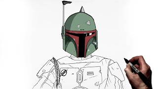 How To Draw Boba Fett  Step By Step  Star Wars [upl. by Yart]