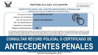 Certificado de Antecedentes Penales en Ecuador [upl. by Rehttam]