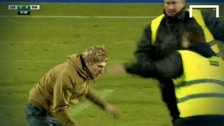 FUNNY Pitch invader dribbles past two stewards [upl. by Valoniah]