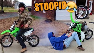 CRAZY PIT BIKE WHEELIES  Broke the HONDA [upl. by Georgi]