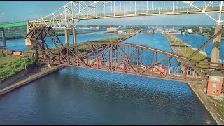 Drone Video  CN International Railroad Bridge  Sault Ste Marie MI [upl. by Ajani]