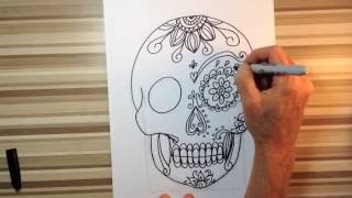 How to draw sugar skulls art tutorial [upl. by Jonathon]