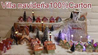 CASITAS DE NAVIDAD  Villa navideña hecha con 100  CARTON Manualidades de navidad economicas [upl. by Renmus714]