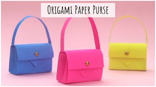 How To Make Origami Paper Handbag  Paper Purse [upl. by Amla25]