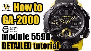 GA2000 Carbon Core Guard GShock tutorial  how to setup amp use ALL the functions on the 5590 module [upl. by Ettesyl342]