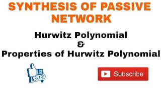 3 Hurwitz Polynomial amp Properties of Hurwitz Polynomial [upl. by Hachman279]