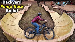 Backyard WOODEN Pump Track Build part 3  180 Degree Berm and A New Bike [upl. by Fayette]