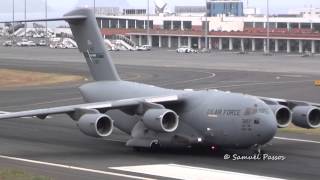 UNBELIEVABLE Boeing C17A Globemaster III USA  Air Force at Madeira International Airport [upl. by Aicert]