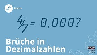 Bruchrechnung Brüche in Dezimalzahlen umwandeln  Mathe [upl. by Llohcin]