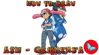 How To Draw Pokemon  Ash and Greninja  Drawing Animals [upl. by Dotty27]