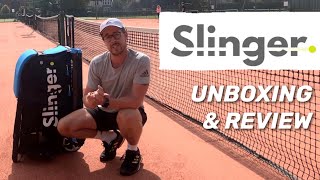 Slinger Bag Tennis Ball Launcher Unboxing and Review [upl. by Tenneb514]