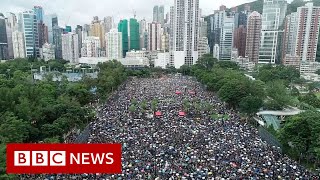 Aerial footage shows extent of Hong Kong protest  BBC News [upl. by Brittain25]