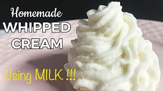 How to Turn milk into whipped cream  Homemade Whipped Cream using Milk [upl. by Ailehpo384]