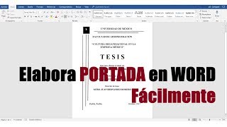 CÓMO HACER UNA PORTADA EN WORD FÁCILMENTE [upl. by Aliakam531]