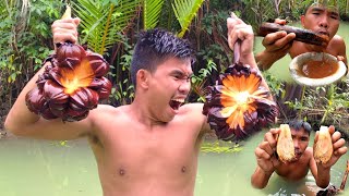 Mukbang Nipa Palm Fruit Eating Delicious with yummy sauce  Boy tapang 🤤😍 [upl. by Eednus51]