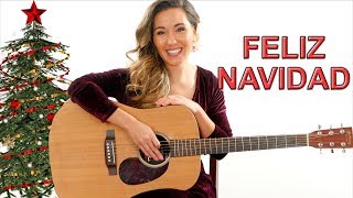 Feliz Navidad  EASY Guitar Tutorial with Play Along [upl. by Harod179]