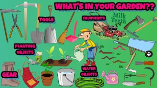 List of Gardening Tools and Garden Vocabulary in English  Learn Names of Objects In the Garden [upl. by Trilbie]