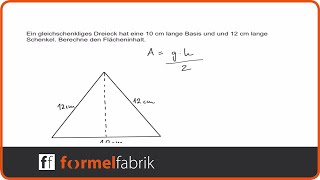 Pythagoras Flächeninhalt von gleichschenkligem Dreieck berechnen [upl. by Hnacogn]