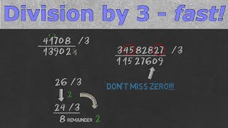 How to Divide by 3 Fast  Quick Mental Math Trick for Division by 3 [upl. by Aekal]