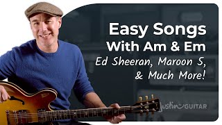 3 Easy Songs on Guitar using Em and Am  Guitar for Beginners [upl. by Nylkcaj668]